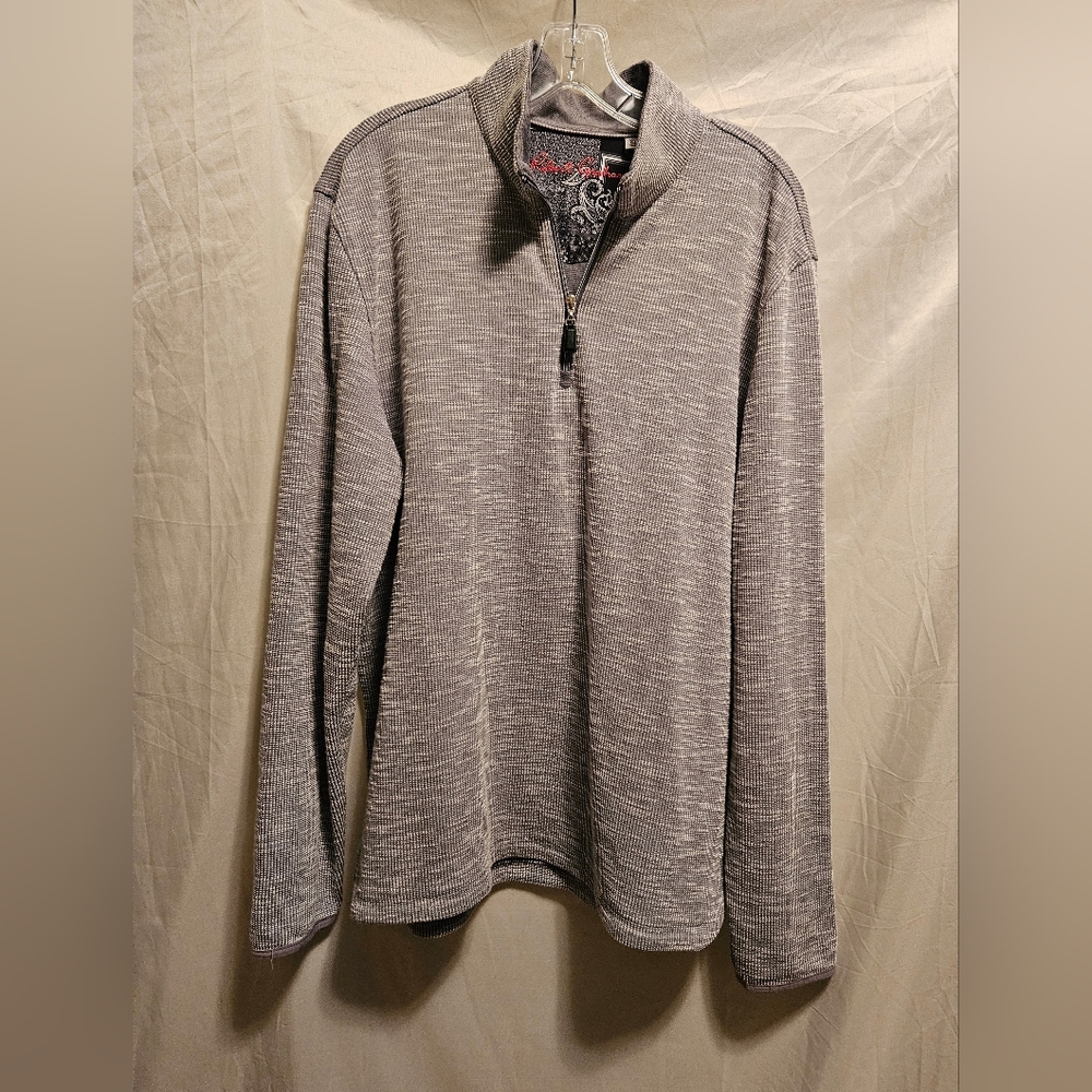 Robert Graham Quarter Zip Long Sleeve Knit Shirt. Size XL Charcoal Grey